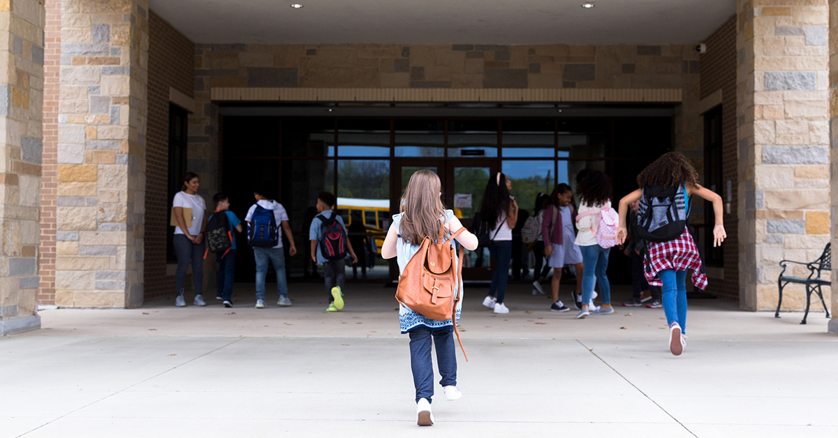 Children walking into school