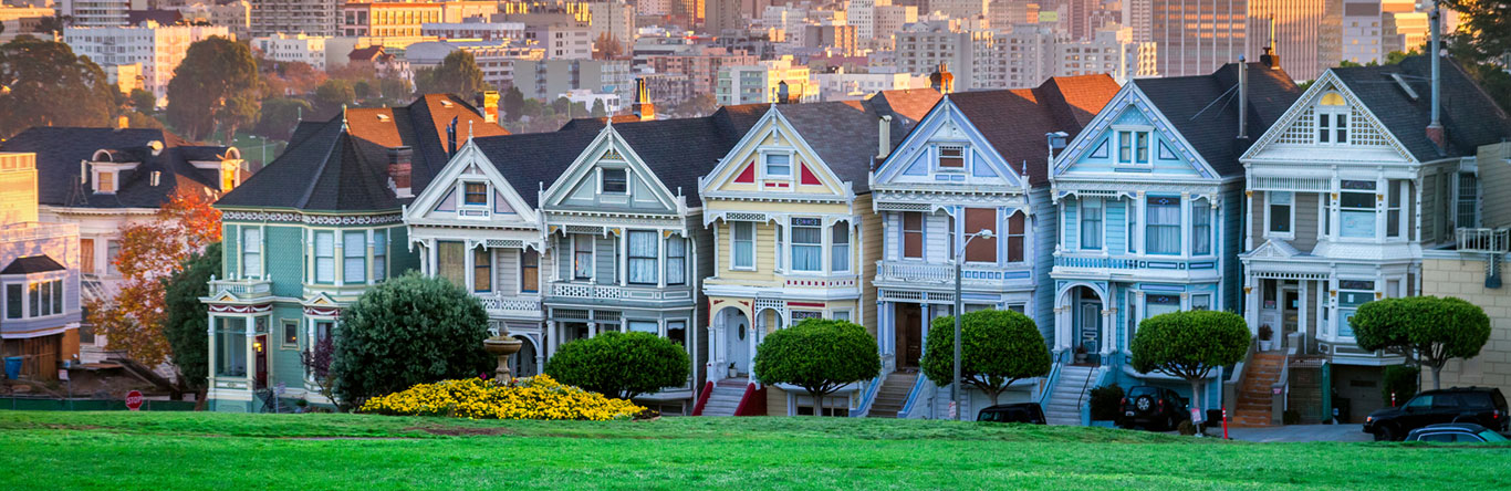 Houses in a row in Northern California