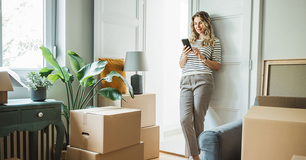 A woman moves into her new home